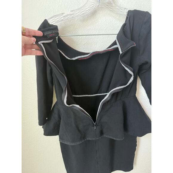 Alice + Olivia Employed Amanda Black Peplum Sheath Dress Size XS - Picture 6 of 7